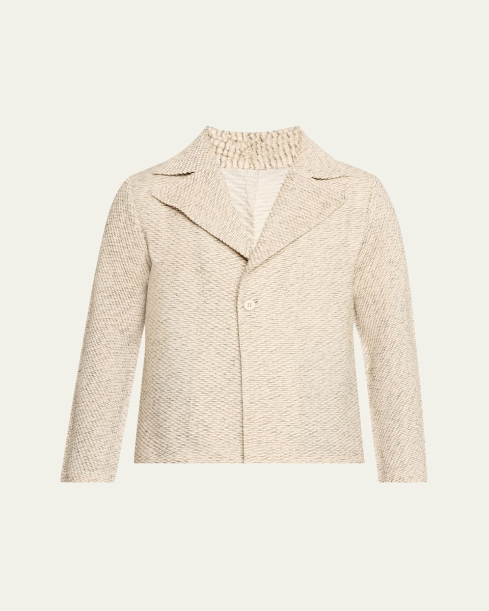 Warm Pleats One-Button Wool Jacket
